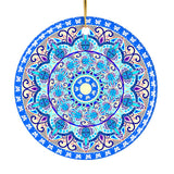 Luminescent Blue Mandala Christmas Ornament, Ethnic Indian Decoration, Hinduism, Buddhism, Jainism