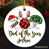Personalized Basketball Buffalo Plaid Leopard Merry Christmas Ornament, Team and Coaches Gift