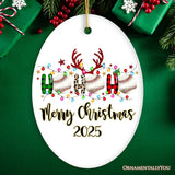 Personalized Baseball Buffalo Plaid and Leopard Christmas Ornament, Ho Ho Ho Football Gift