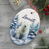 Polar Bear Personalized Ornament, Splendid Frozen Dreams Christmas Gift With Custom Name and Date