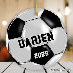 Personalized Soccer Christmas Ornament, Festive Holiday Theme with Name and Date