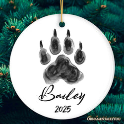 Watercolor Dog Paw Personalized Ornament With Custom Name Gift