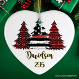 Firefighter Flag Tree Personalized Ornament, Red Line Appreciation Retirement Gift