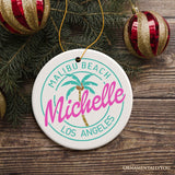 Fabulous and Vibrant Chic Girl Personalized Ornament, Fashionable Beach Adventure Custom Gift