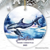 Whale Personalized Ornament, Festive Christmas Gift With Custom Name and Date