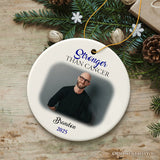 Men’s Cancer Awareness Photo Upload Ornament, Personalized Memory Gift