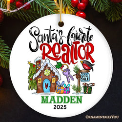 Personalized Santa’s Favorite Realtor Christmas Ornament, Real Estate Agent Custom Appreciation Gift