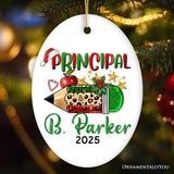 Holiday Pencil Art Personalized School Principal Christmas Ornament