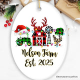 Personalized Farm Buffalo Plaid Leopard Merry Christmas Ornament, Farmhouse Gift