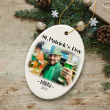 St Patrick’s Day Customized Tree Ornament with Picture Upload, Personalized Family St Patty’s Gift