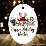 Personalized Buffalo Plaid Gunslinger Western Cowboy Style Christmas Ornament
