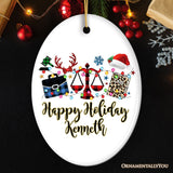 Personalized Law and Legal Theme Buffalo Plaid Christmas Ornament, Lawyer and Paralegal Clerk Gift