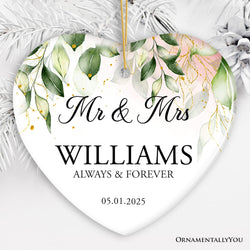Mr and Mrs Personalized Ornament, Elegant Wedding Couples Gift