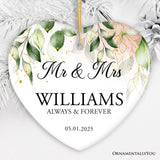 Mr and Mrs Personalized Ornament, Elegant Wedding Couples Gift