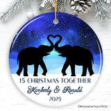 Majestic Elephant Anniversary Personalized Gift for Couple, Romantic Christmas Ornament, Xmas Together Keepsake Gift