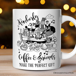 Steamboat Willie Coffee and Friends Personalized Mug, Friendship Appreciation Gift
