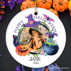 Festive & Colorful Children Halloween Custom Photo Ornament, Fun Costume Party Gift