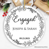 Personalized Engaged Ornament With Custom Name and Date, Keepsake Gift for Couple