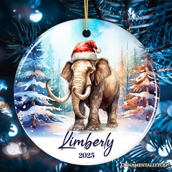 Elephant Personalized Ornament, Magical Arctic Glow Christmas Gift With Custom Name and Date