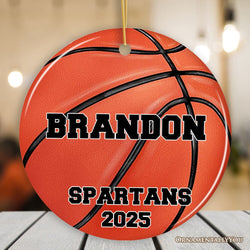 Personalized Basketball Christmas Ornament, Festive Holiday Theme with Name and Date