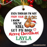 Hilarious Step Dad Personalized Christmas Humor Ornament, Stepfather Gift and Dirty Joke