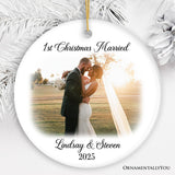 First Christmas Married Personalized Photo Ornaments, Mr And Mrs Wedding Gift