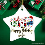 Personalized Customer Service Representative Buffalo Plaid Leopard Merry Christmas Ornament Gift
