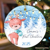 Baby Reindeer First Christmas Male and Female Personalized Ornament