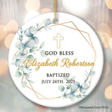 God Bless Baby Baptism Personalized Ornament, Custom Name and Date Baptized Keepsake Memory