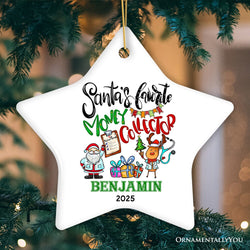 Festive Santa’s Favorite Money Collector Personalized Christmas Ornament, Handler and Collections, Finance Specialists Gift