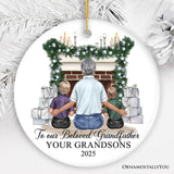 Grandpa and Grandsons Personalized Christmas Ornament, Grandfather Holiday Gift