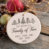 Family of Five Christmas Personalized Ornament, New Baby Custom Gift