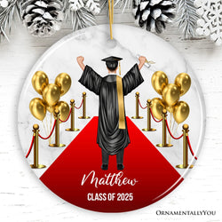 Personalized Male Graduation Ceremony Ornament, School Grad Teenage or Adult Boys Gift