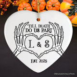 Minimalist Skeleton Couple Personalized Ornament, Spooky Wedding Keepsake Gift