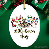Personalized Ballet Buffalo Plaid Leopard Merry Christmas Ornament, Dance Teacher Gift