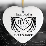 Gothic Skeleton Wedding Personalized Ornament, Til Death Do Us Part Monogram Keepsake