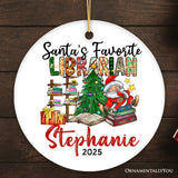 Santa’s Favorite Librarian Custom Christmas Ornament, Personalized Holiday Gift