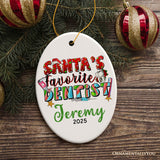 Santa’s Favorite Dentist Personalized Christmas Ornament, Custom Dental Medic Gift