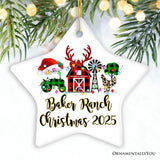 Personalized Farm Buffalo Plaid Leopard Merry Christmas Ornament, Farmhouse Gift