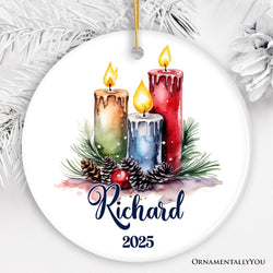 Candlelit Magic Enchanting Personalized Christmas Ornament, Cozy Holiday Glow