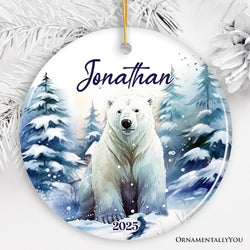 Polar Bear Personalized Ornament, Splendid Frozen Dreams Christmas Gift With Custom Name and Date