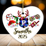 Personalized Merry Christmas Plaid Police Officer Christmas Ornament