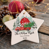 First Christmas on The Farm Personalized Ornament, Red Truck Housewarming Family Gift