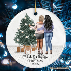 Plus Size Girl Friends Personalized Christmas Ornament, Mature Female Moms or Coworker Gifts, Thick Girls