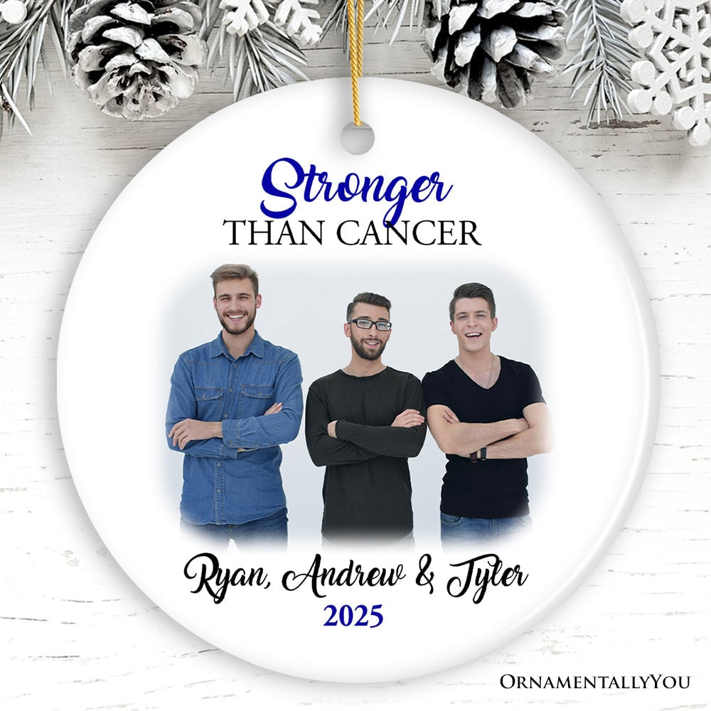 Men’s Cancer Awareness Photo Upload Ornament, Personalized Memory Gift