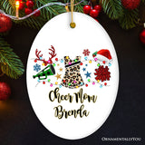 Personalized Cheerleader Buffalo Plaid Leopard Merry Christmas Ornament, Cheer Mom Gift
