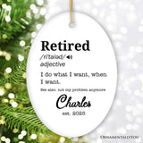 Definition of Retired Gift, Funny Personalized Ornament for Retiree