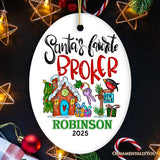 Santa’s Favorite Broker Personalized Christmas Ornament, Real Estate Agent Appreciation Gift