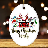 Personalized Handyman Buffalo Plaid Leopard Merry Christmas Ornament Woodworking Gift