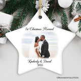 First Christmas Married Personalized Photo Ornaments, Mr And Mrs Wedding Gift